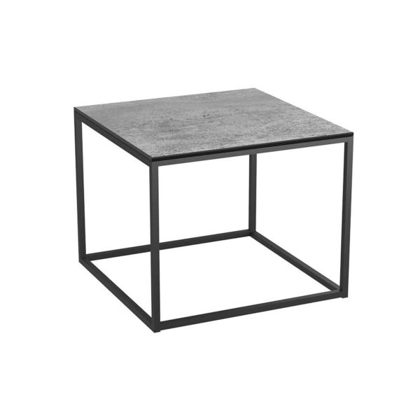 Juno industrial side table with sliver ceramic top