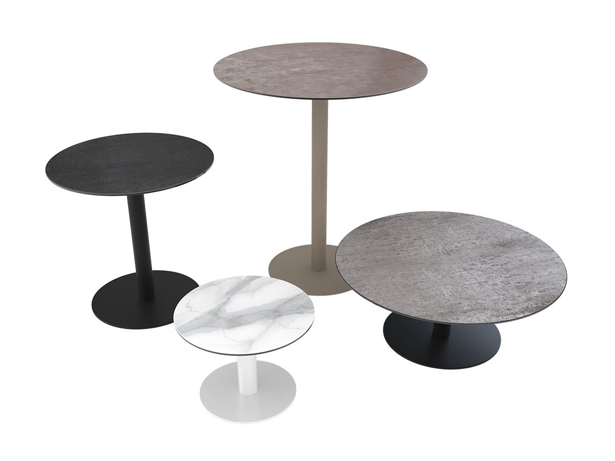 Oregon ceramic round occasional tables in a range of stone and marble effect finishes