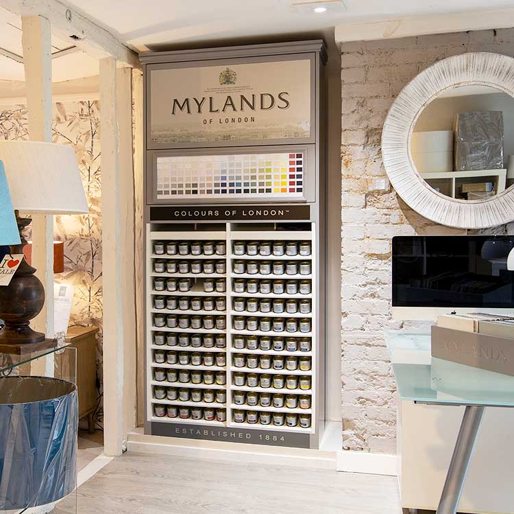 Mylands Paint display at New England Home Interiors in Horsham