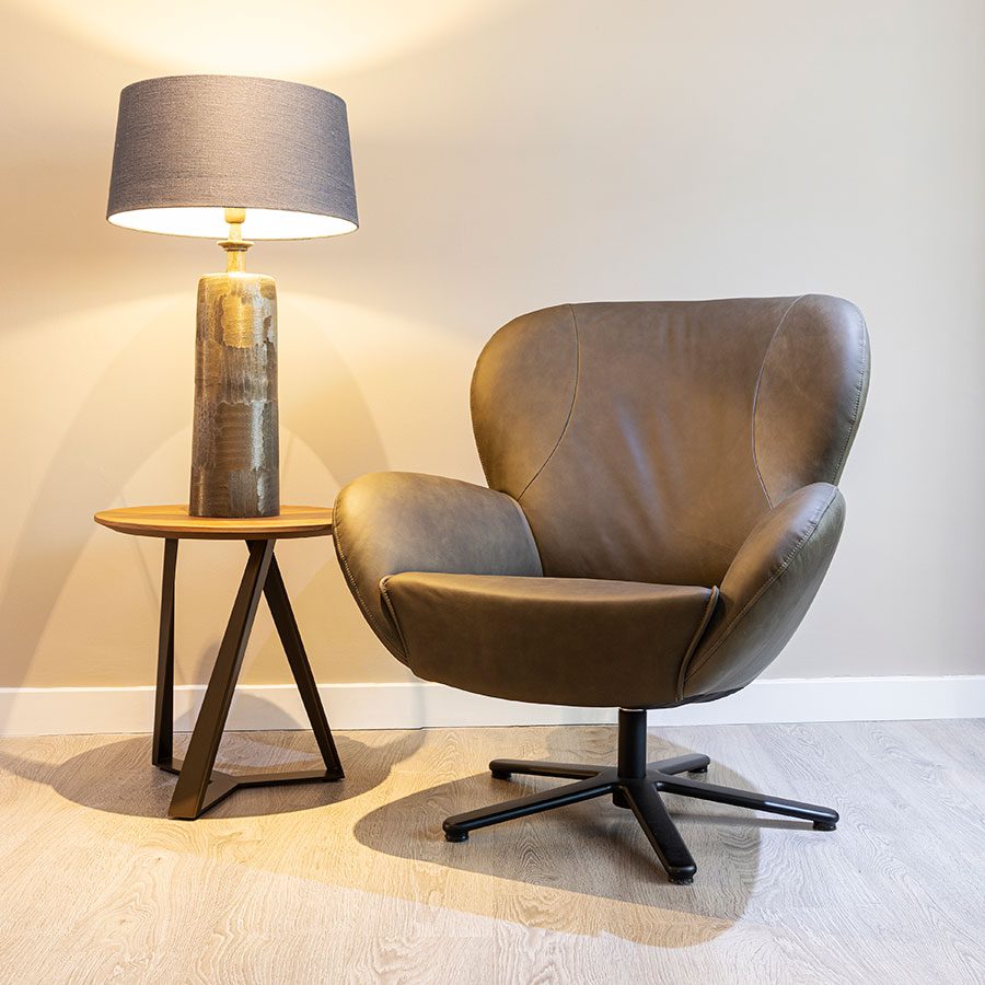 Twist modern swivelling ex-display leather armchair