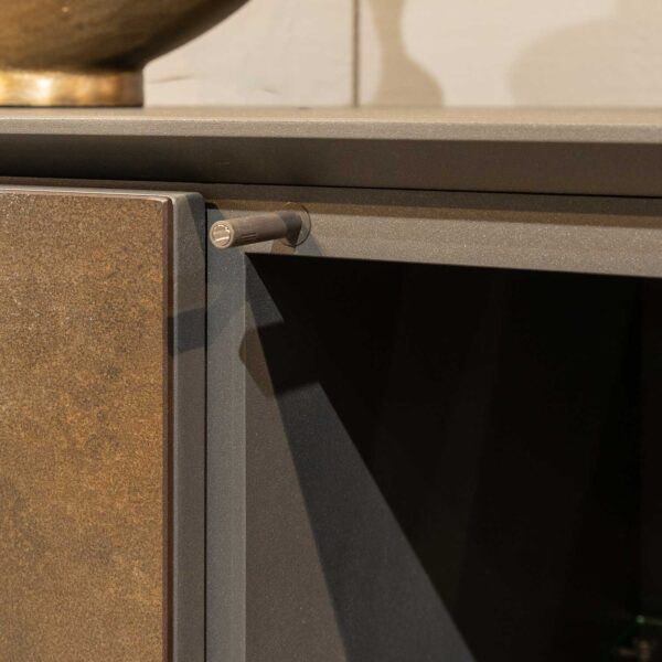 Texas Dekton modern sideboard features concealed push to open door and drawer mechanisms