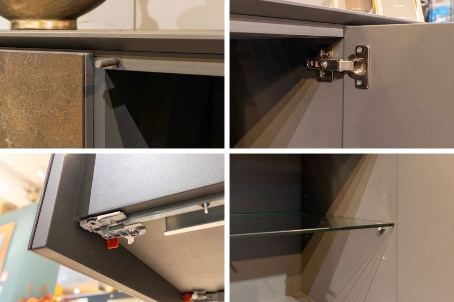 Texas Dekton sideboard hinges and adjustable drawers detail images
