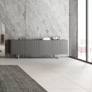 Braga modern ribbed sideboard in matt grey colour