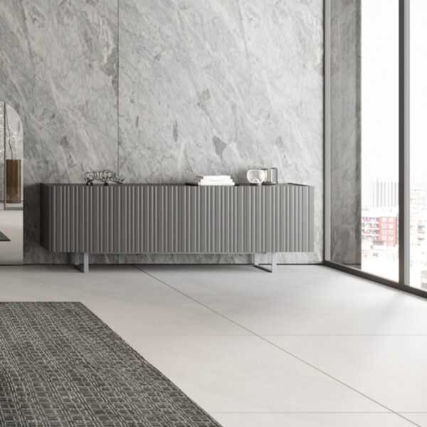 Braga modern ribbed sideboard in matt grey colour