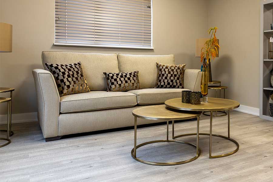 The new Maine sofa with slim modern arms from New England Home Interiors in West Sussex