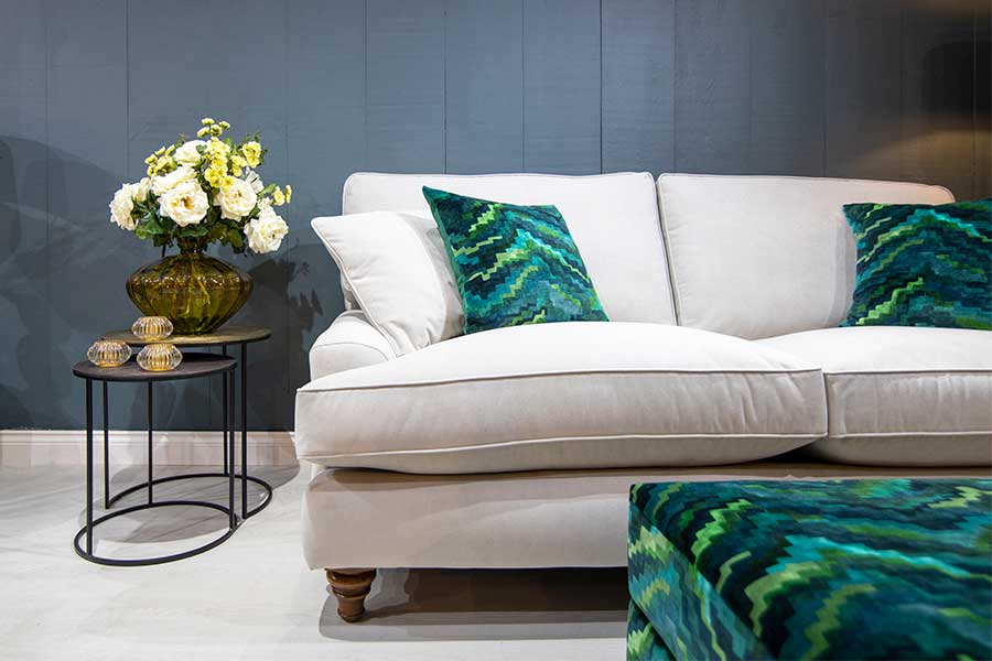 Beautiful classically styled Winchester sofa with low arms and deep comfy cushions